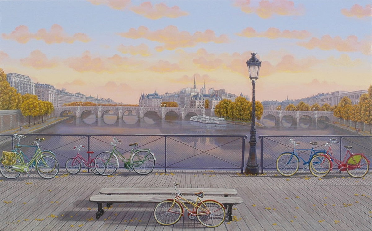 Pont des Arts, 2016 by Liudmila Kondakova — hand-signed archival print with hand-made serigraph texture plates