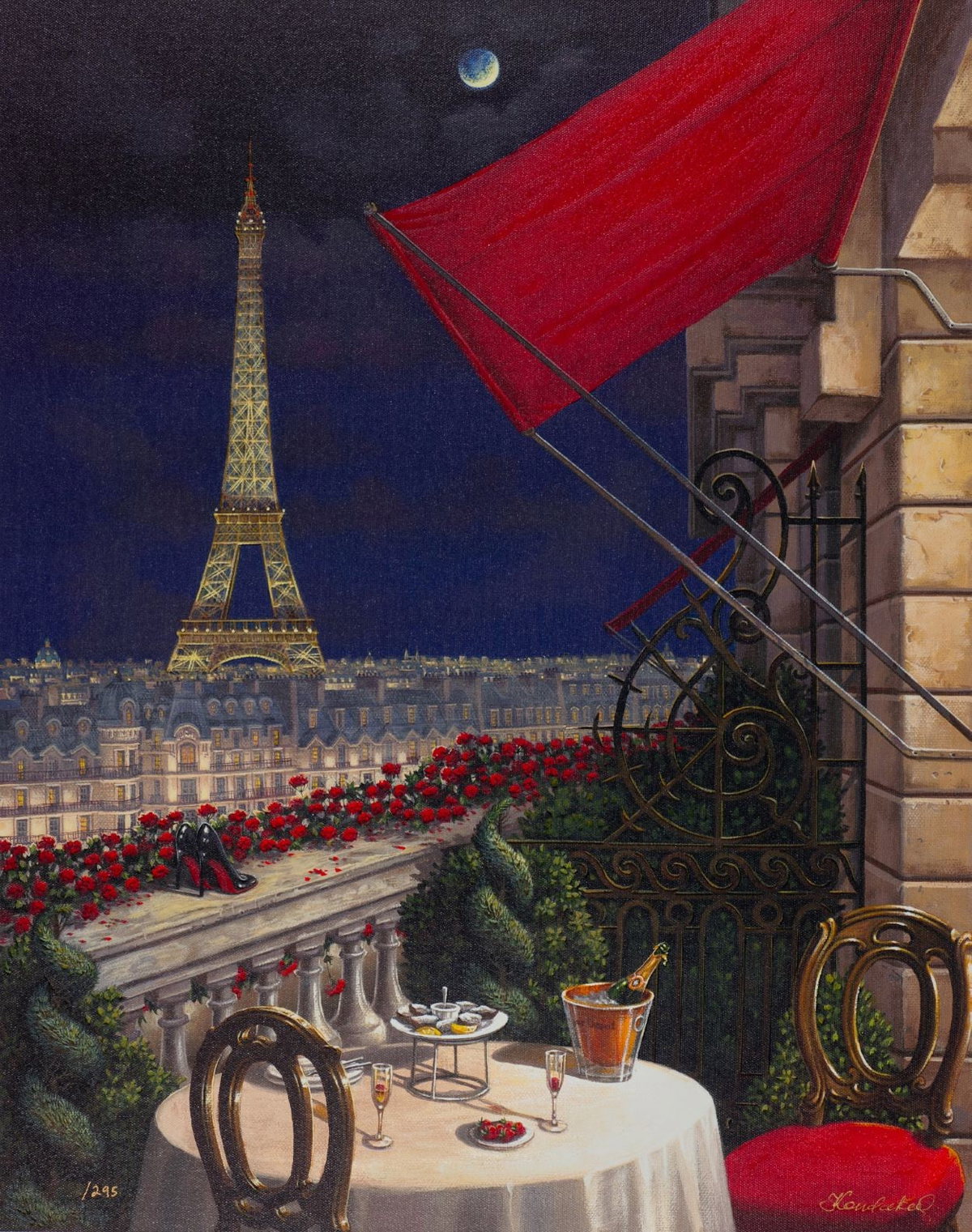 Terrace in the Left Bank, 2016 by Liudmila Kondakova — hand-signed archival print with hand-made serigraph texture plates