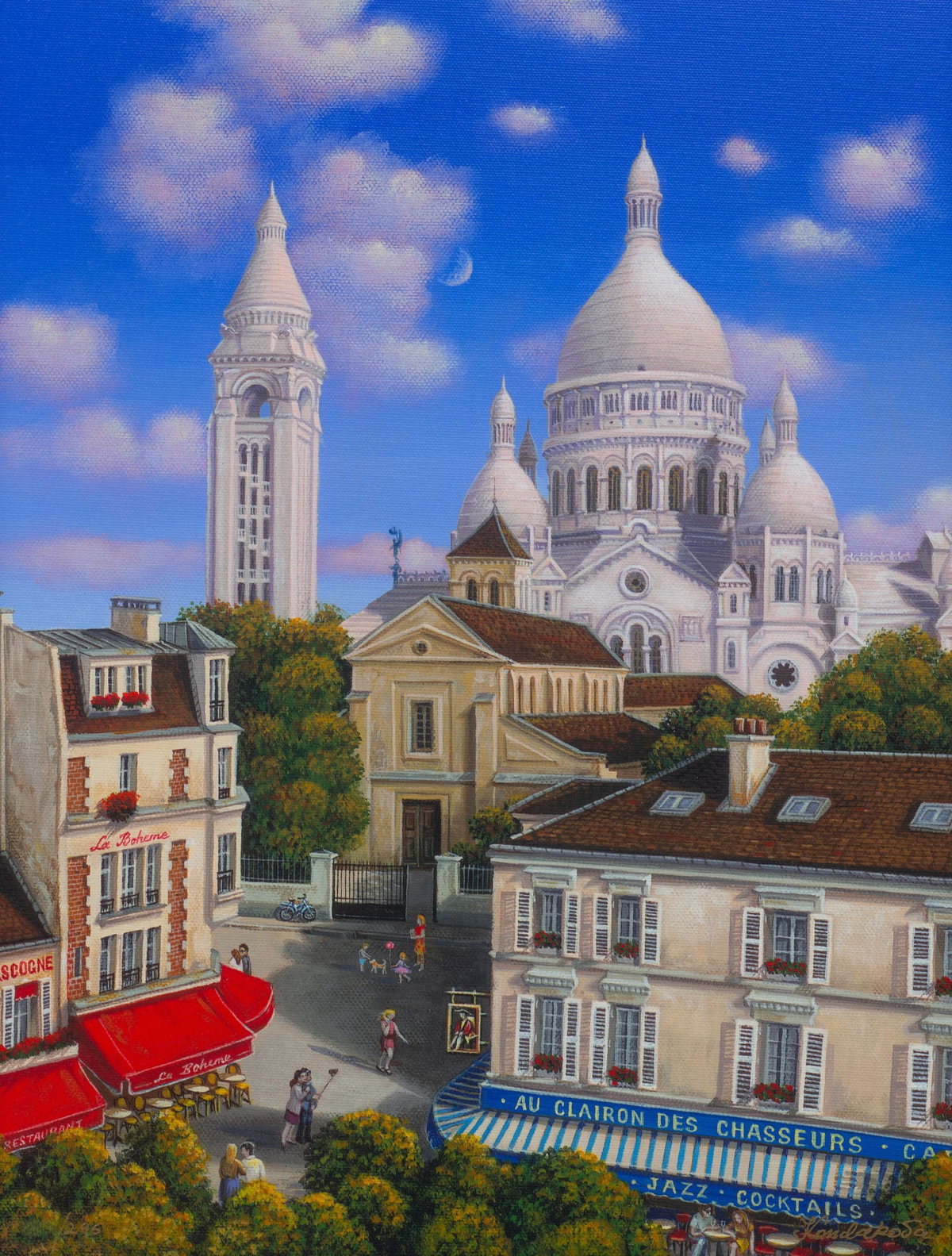 Place du Tertre, 2018 by Liudmila Kondakova — hand-signed archival print with hand-made serigraph texture plates