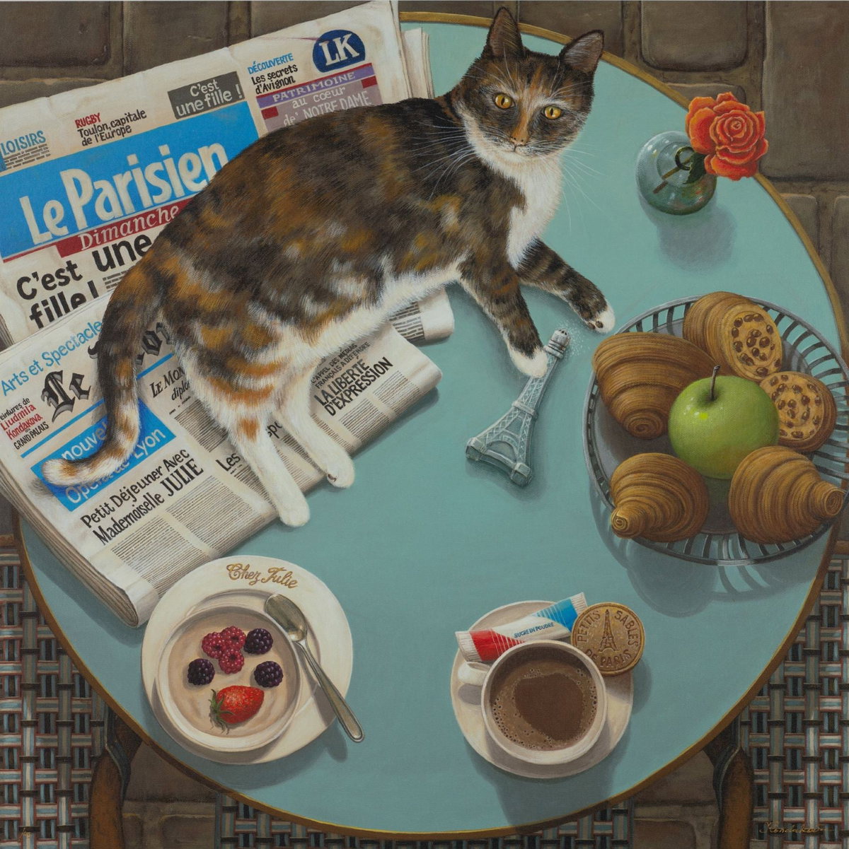 Breakfast with Miss Julie, 2022 by Liudmila Kondakova — hand-signed digital pigment print on canvas