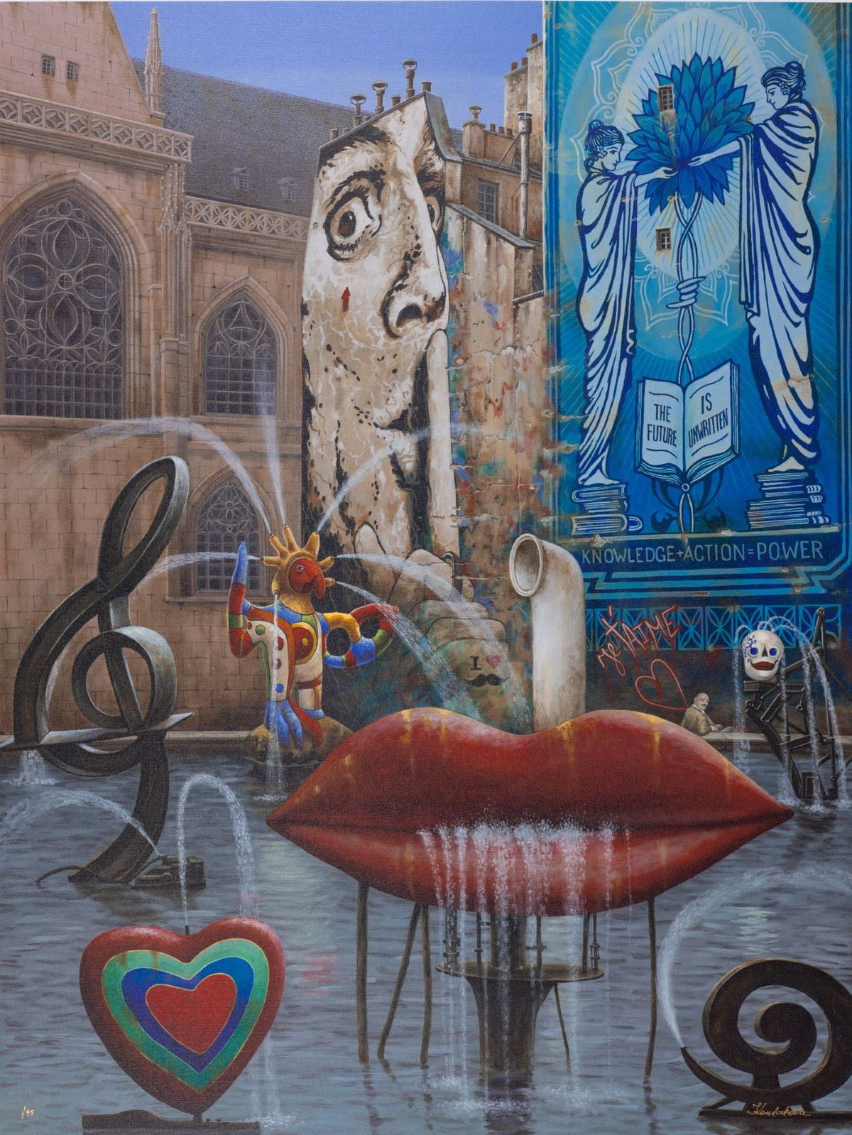 Stravinsky Fountain, 2023 by Liudmila Kondakova — hand-signed archival digital pigment print on canvas
