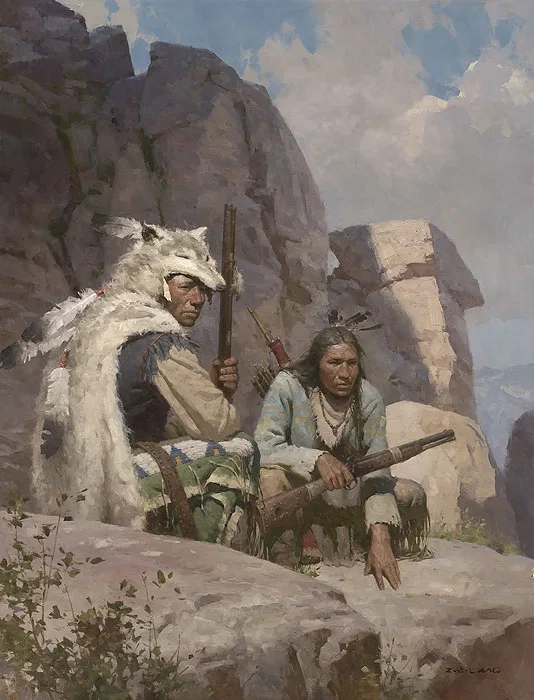 Observers Above Fort Phil Kearny 1868 by Z.S.  Liang — Canvas