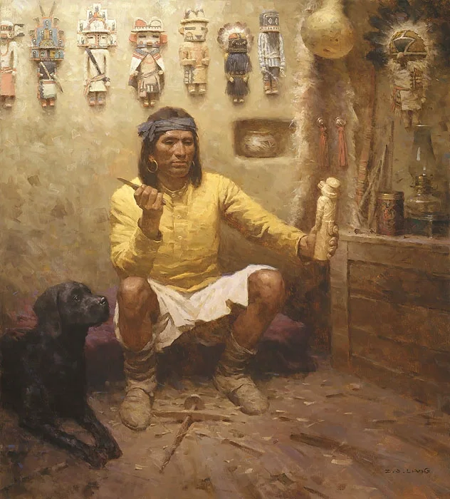 Kachina Carver by Z.S.  Liang — Giclee On Canvas