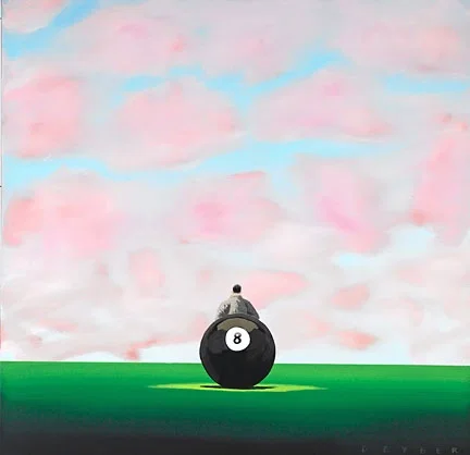 Behind The Eight Ball by Robert Deyber — hand-crafted stone lithograph