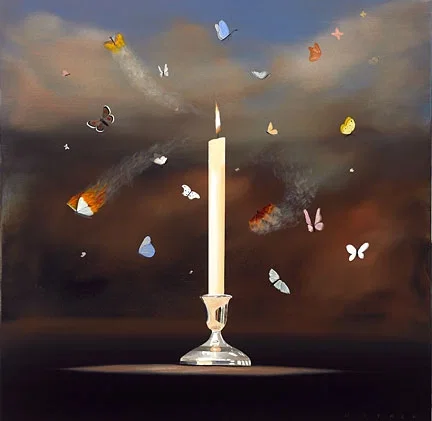 Like Moths To A Flame by Robert Deyber — hand-crafted stone lithograph