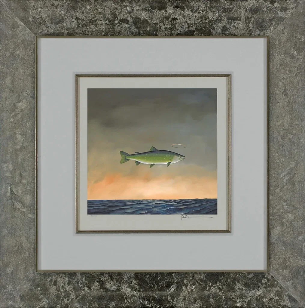 Holy Mackerel Framed by Robert Deyber — hand-crafted stone lithograph