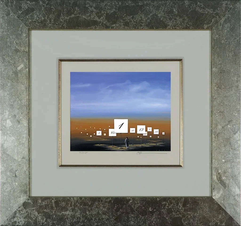 Back To Square One Framed by Robert Deyber — hand-crafted stone lithograph