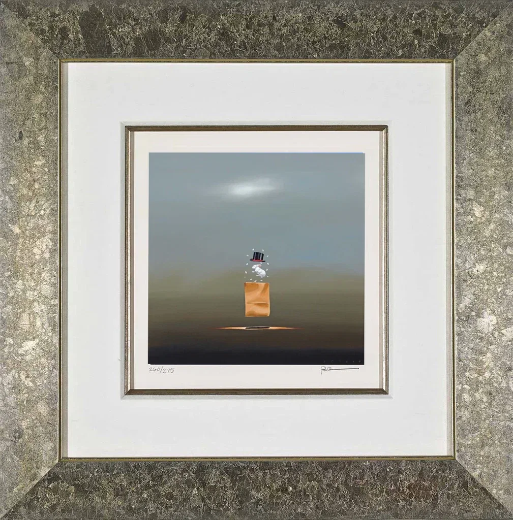 Bag Of Tricks Framed by Robert Deyber — hand-crafted stone lithograph
