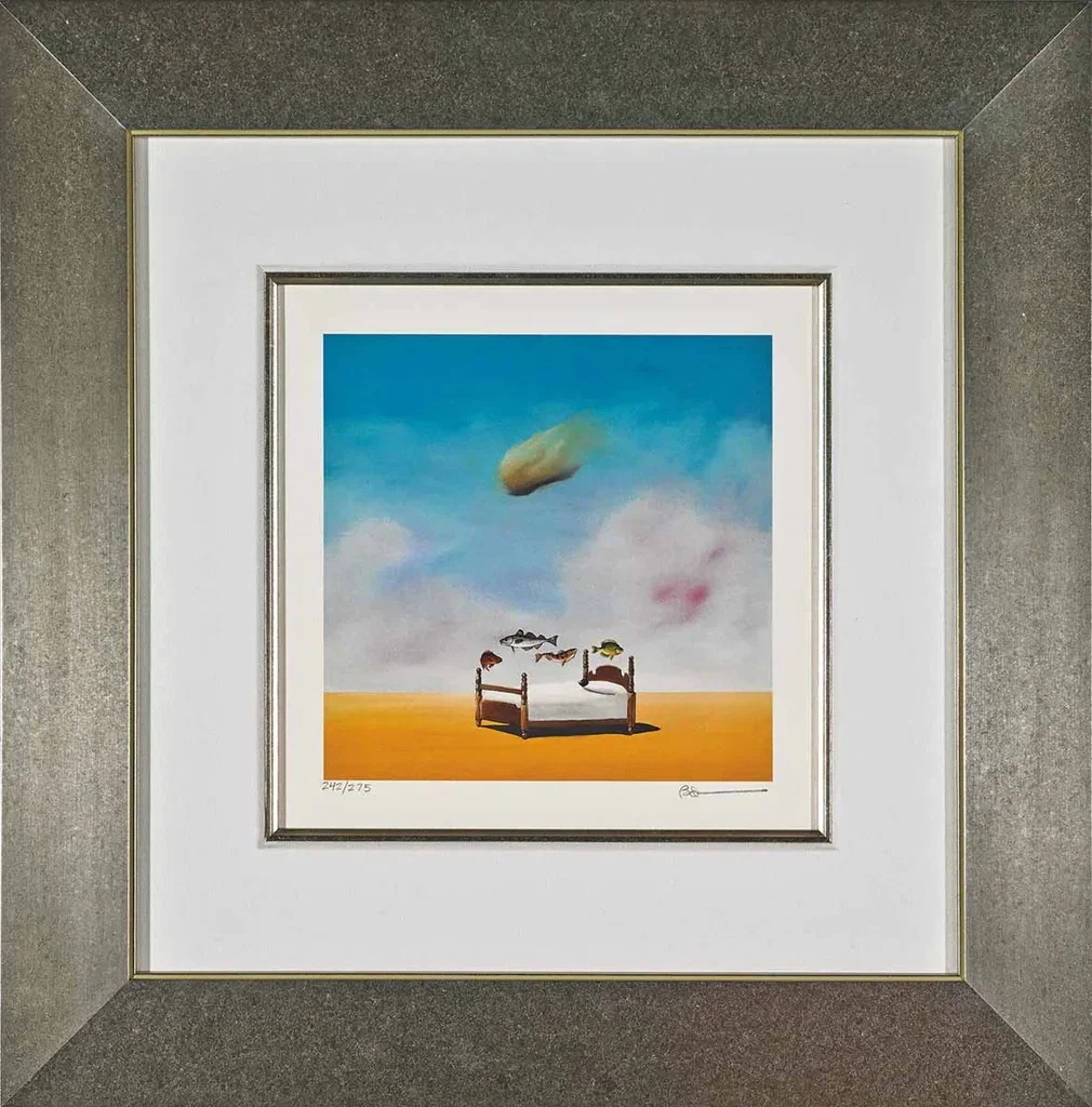 Sleeping With The Fishes Framed by Robert Deyber — hand-crafted stone lithograph