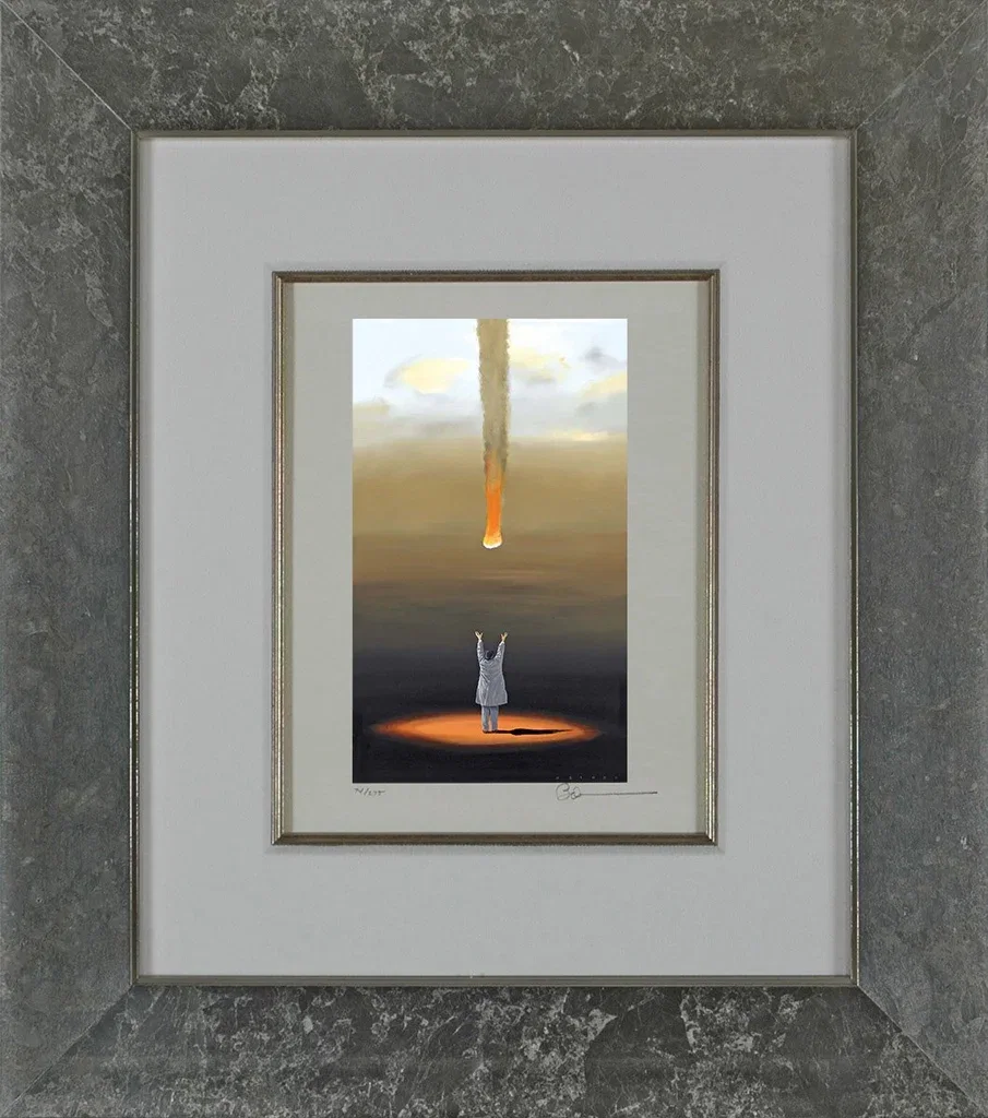 Catching Fire Framed by Robert Deyber — hand-crafted stone lithograph