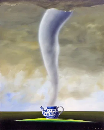 Tempest In A Teapot by Robert Deyber — hand-crafted stone lithograph