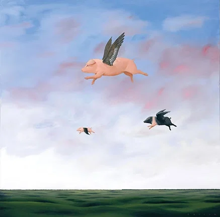 When Pigs Fly by Robert Deyber — hand-crafted stone lithograph