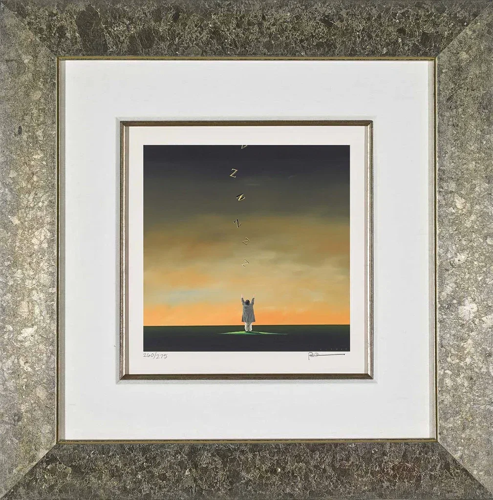 Catching Zs Framed by Robert Deyber — hand-crafted stone lithograph