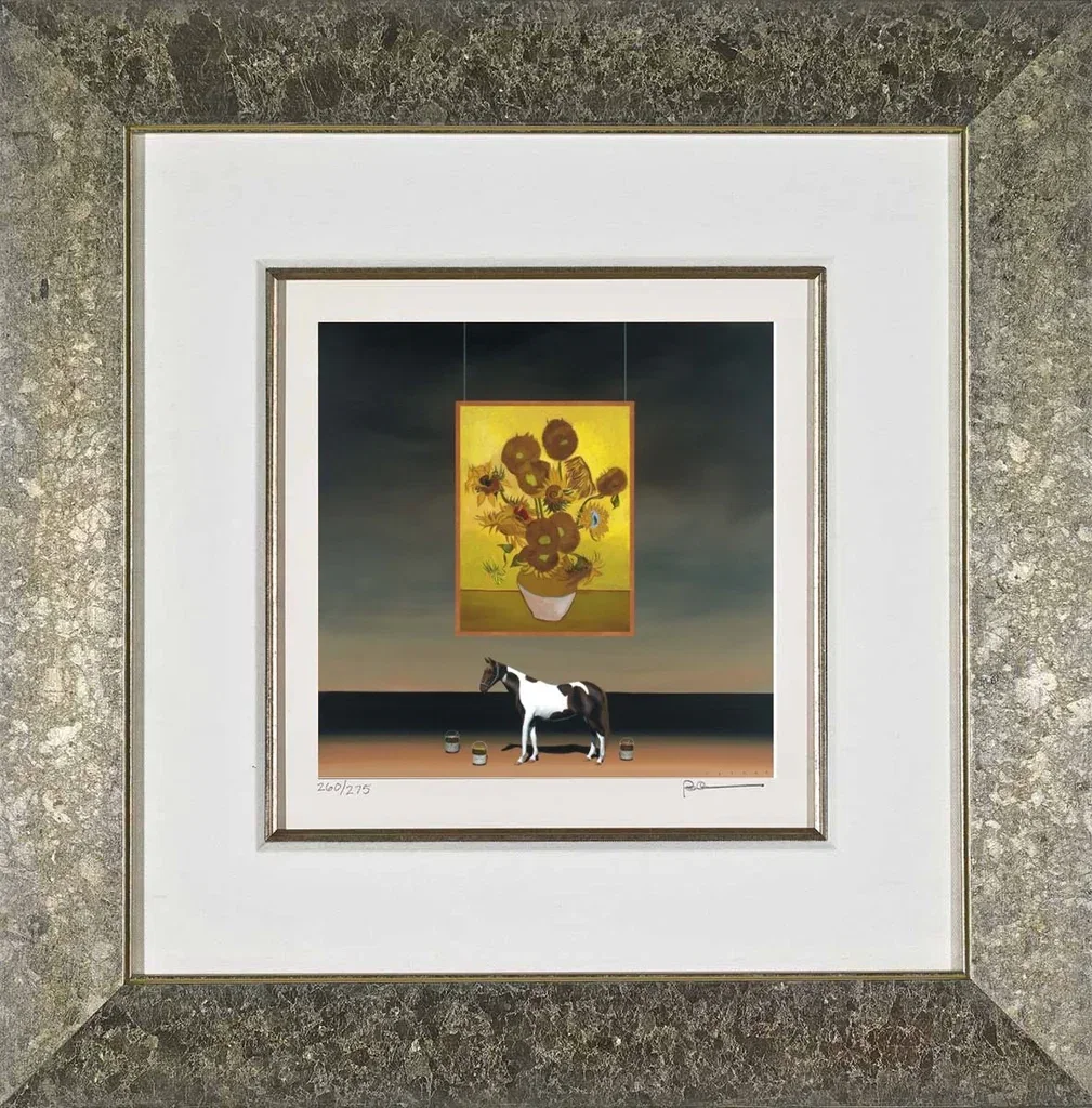 Paint Horse Van Gogh Framed by Robert Deyber — hand-crafted stone lithograph