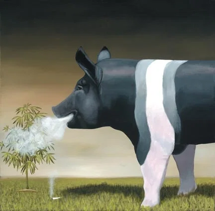 High On The Hog by Robert Deyber — hand-crafted stone lithograph