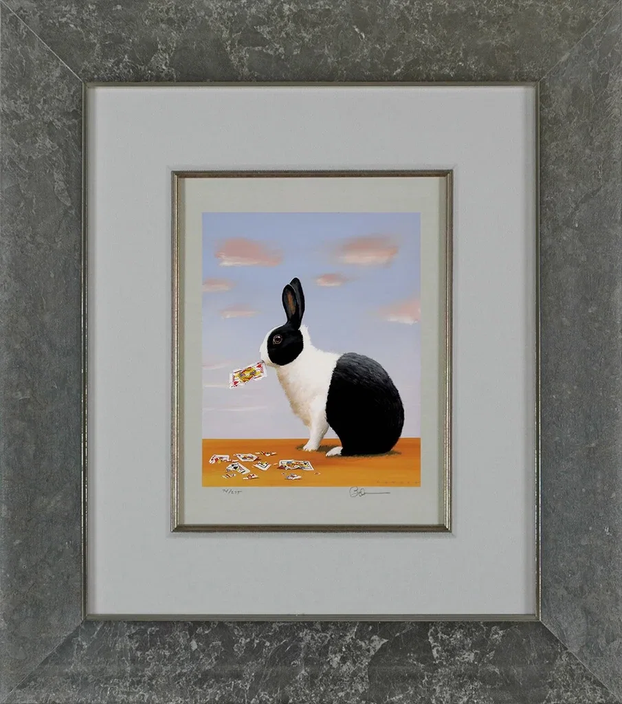 Jack Rabbit Framed by Robert Deyber — hand-crafted stone lithograph