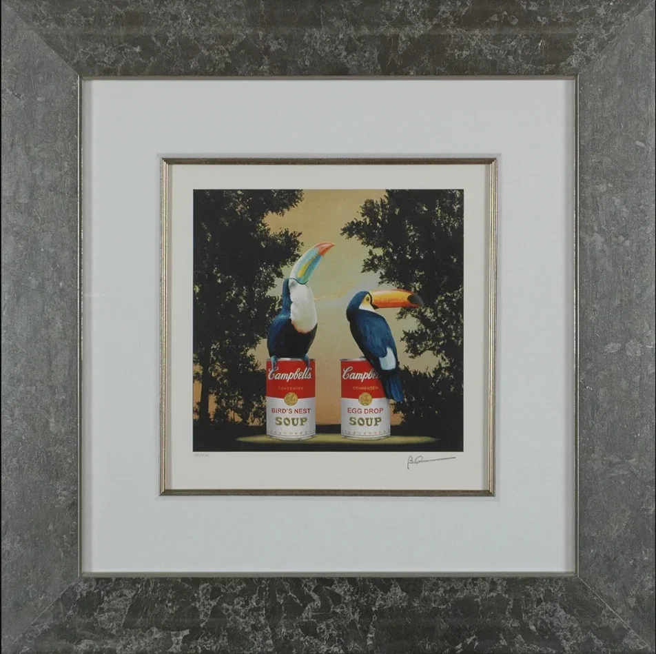 Toucans Framed by Robert Deyber — hand-crafted stone lithograph