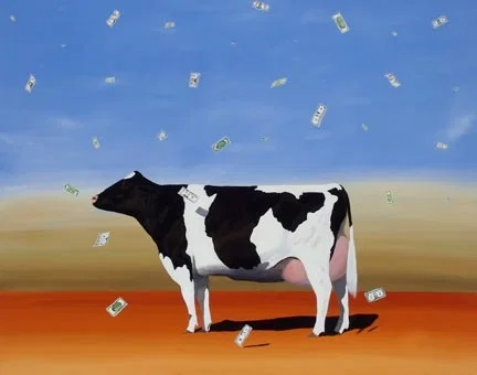Cash Cow by Robert Deyber — hand-crafted stone lithograph
