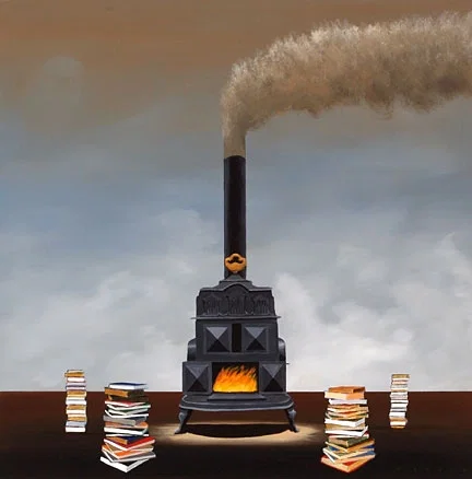 Cooking The Books by Robert Deyber — hand-crafted stone lithograph