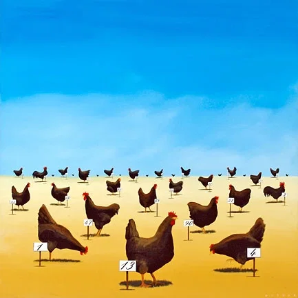 The Pecking Order by Robert Deyber — hand-crafted stone lithograph