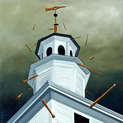 Bats In The Belfry by Robert Deyber — hand-crafted stone lithograph