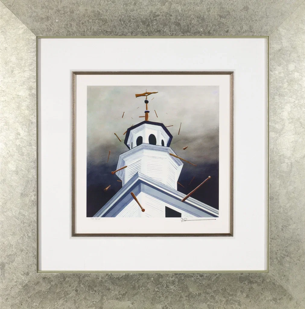 Bats In The Belfry Framed by Robert Deyber — hand-crafted stone lithograph