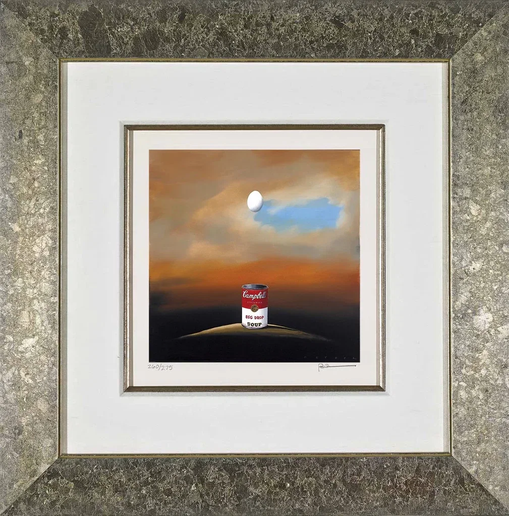 Egg Drop Soup Framed by Robert Deyber — hand-crafted stone lithograph