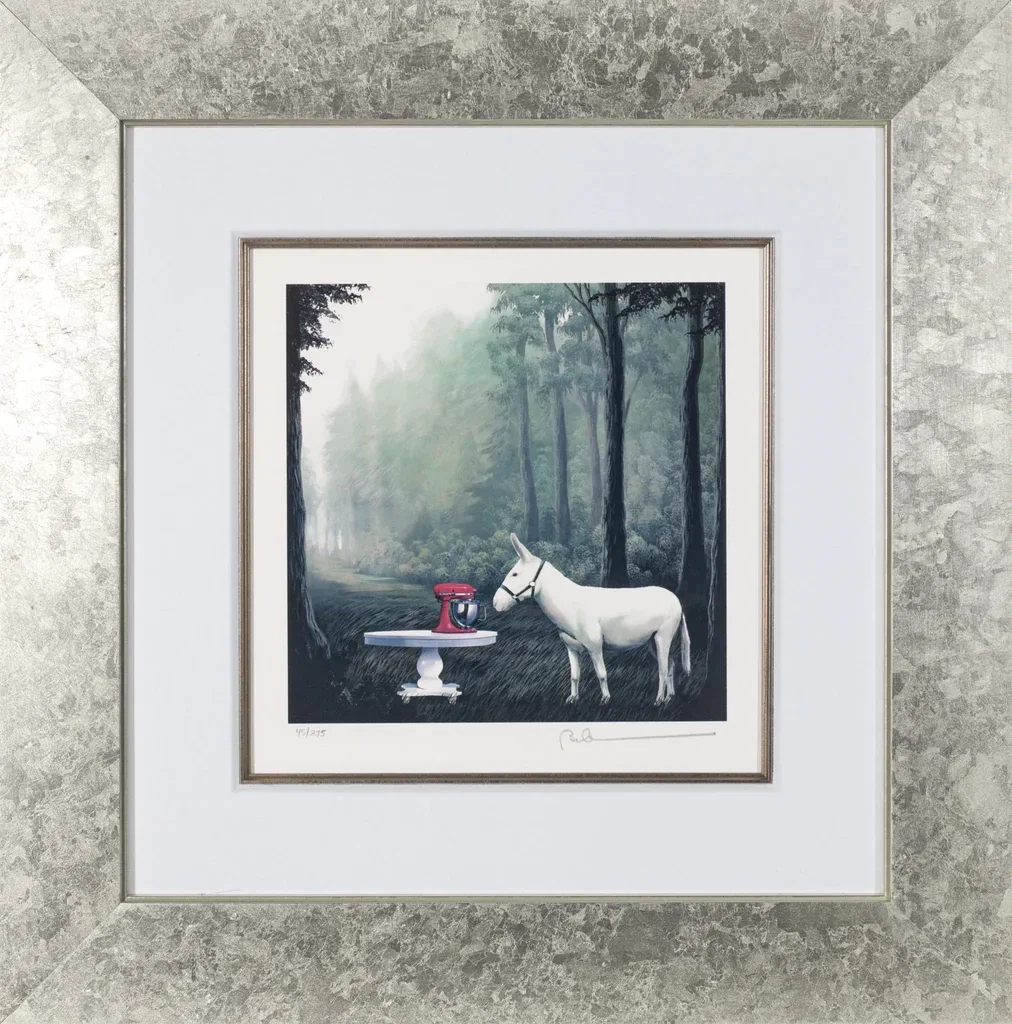 The Ass Whipping Framed by Robert Deyber — hand-crafted stone lithograph