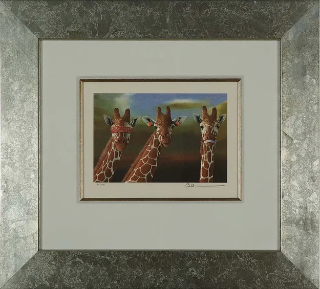 Robert Deyber - See No Evil, Hear No Evil, Speak No Evil Giraffes Framed