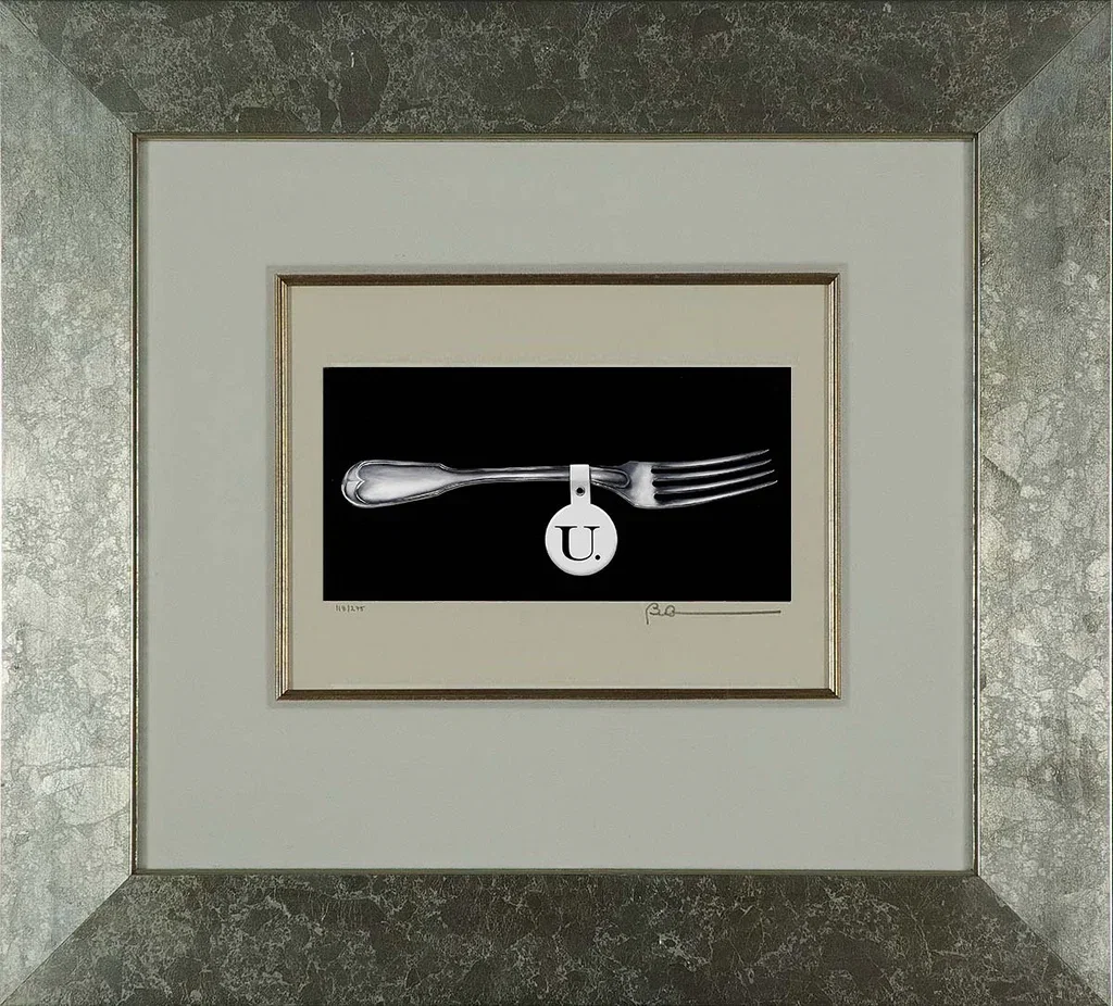 Fork U Framed by Robert Deyber — hand-crafted stone lithograph