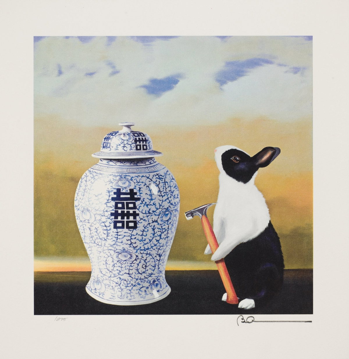 Bad Hare Day (Vase), 2011 by Robert Deyber — hand-signed lithograph