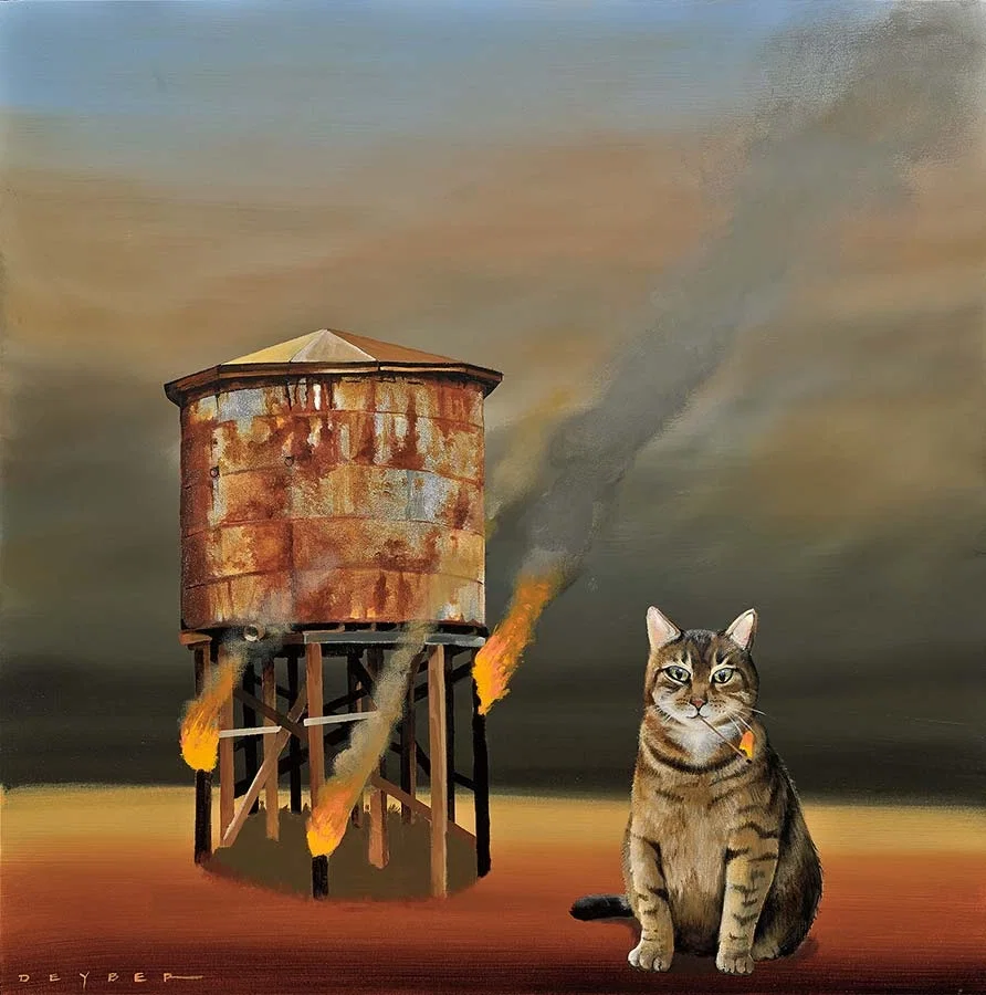 Cat-astrophie by Robert Deyber — hand-crafted stone lithograph