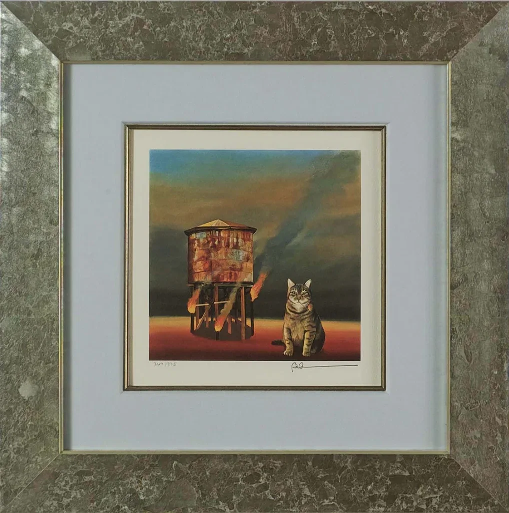 Cat-astrophie Framed by Robert Deyber — hand-crafted stone lithograph