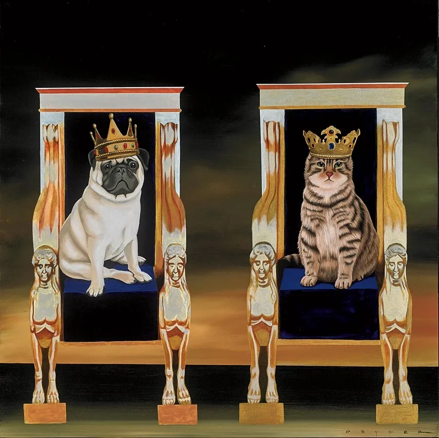 Reigning Cats and Dogs by Robert Deyber — hand-crafted stone lithograph