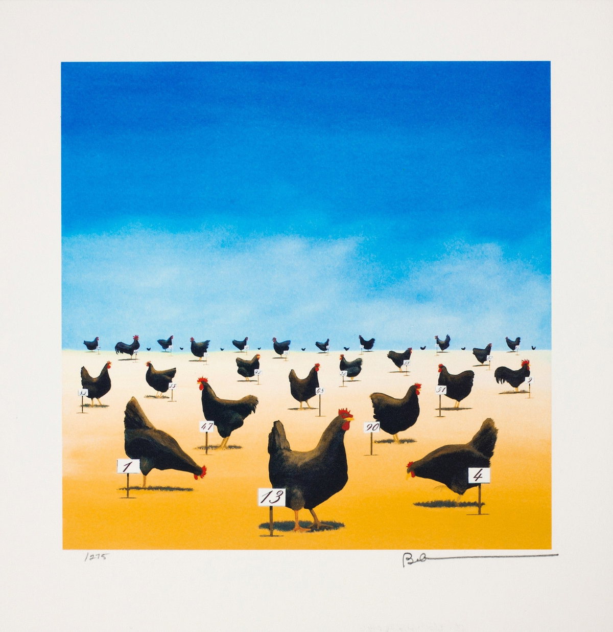 The Pecking Order, 2007 by Robert Deyber — hand-signed lithograph