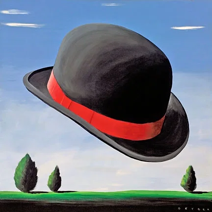 At The Drop Of A Hat Bowler by Robert Deyber — hand-crafted stone lithograph