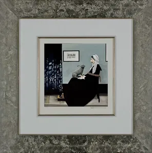Robert Deyber - Bad Hare Day Whistler's Mother Framed