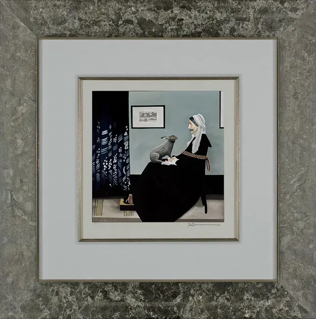 Robert Deyber - Bad Hare Day Whistler's Mother Framed