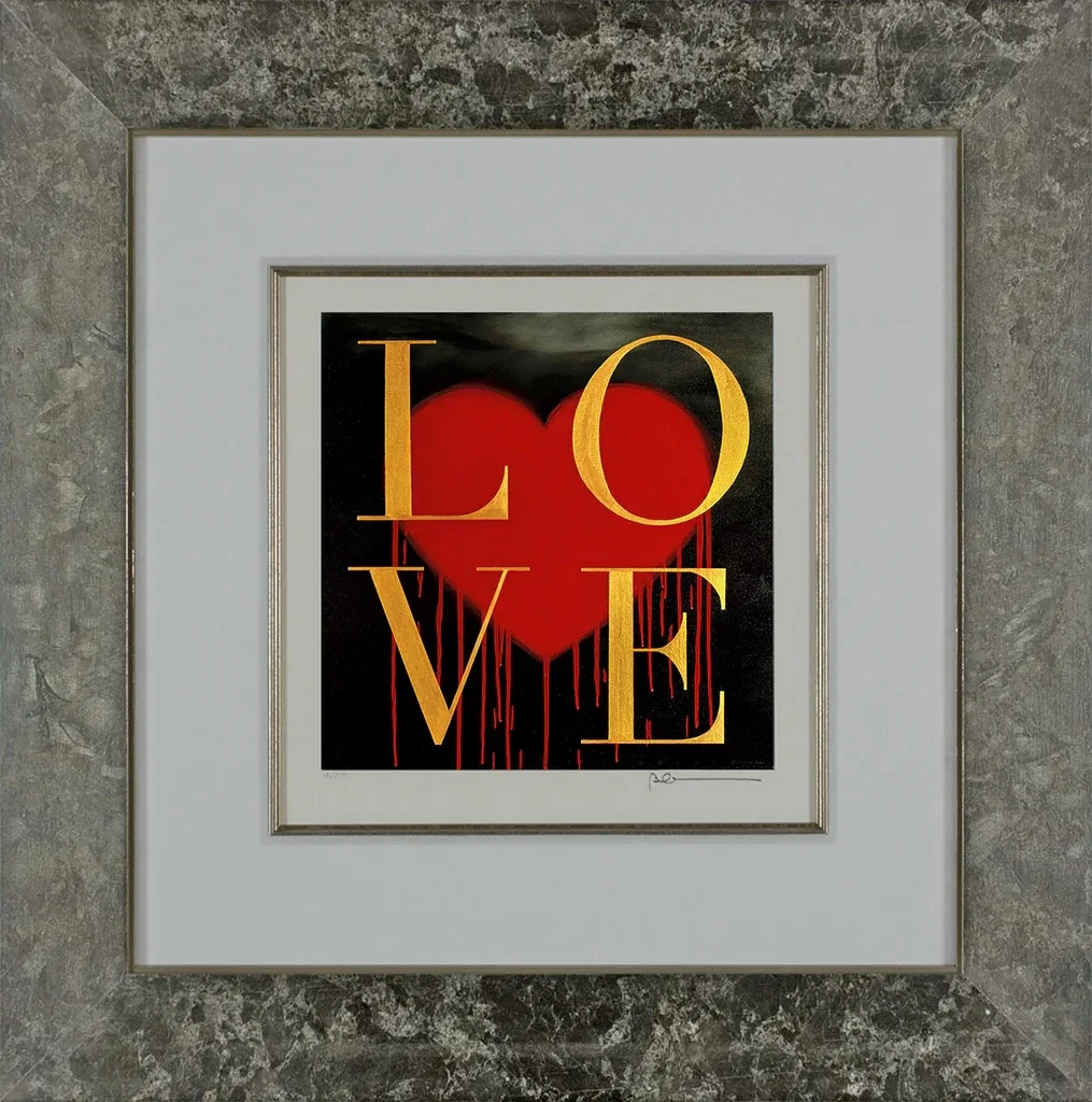 LOVE Framed by Robert Deyber — hand-crafted stone lithograph