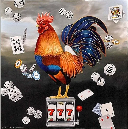 Game Cock by Robert Deyber — hand-crafted stone lithograph