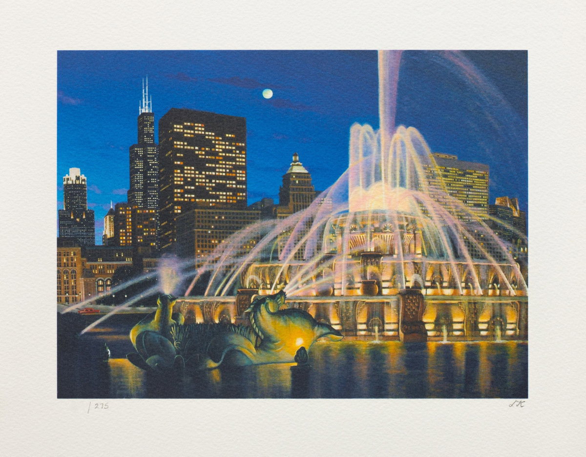 Buckingham Fountain, 2008 by Liudmila Kondakova — hand-signed lithograph on paper