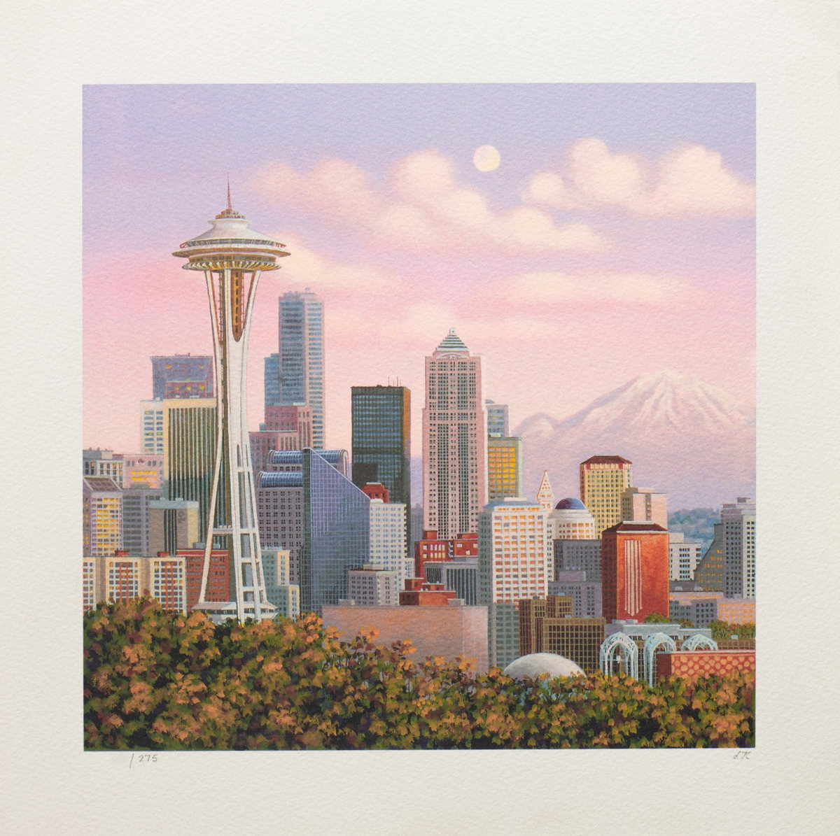 Seattle Skyline, 2008 by Liudmila Kondakova — hand-signed lithograph on paper