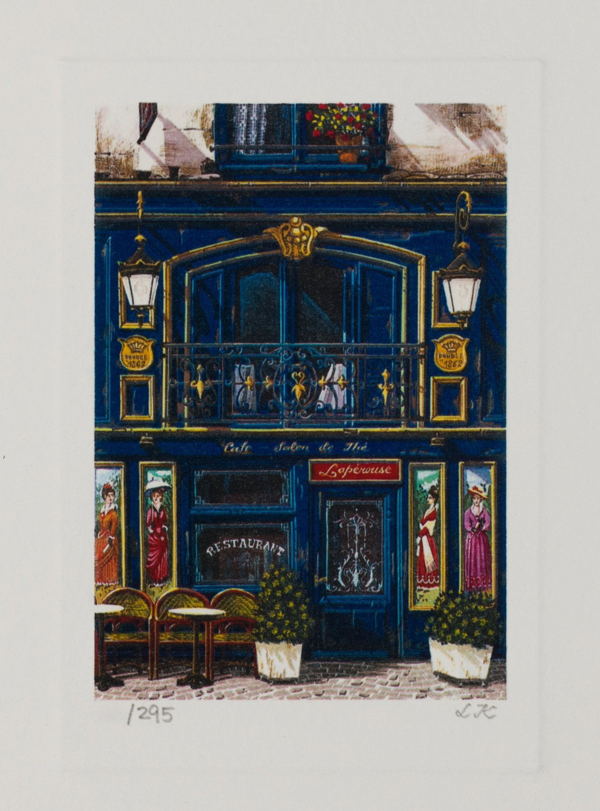 Café Salon de Thé, 2006 by Liudmila Kondakova — hand-signed lithograph on paper
