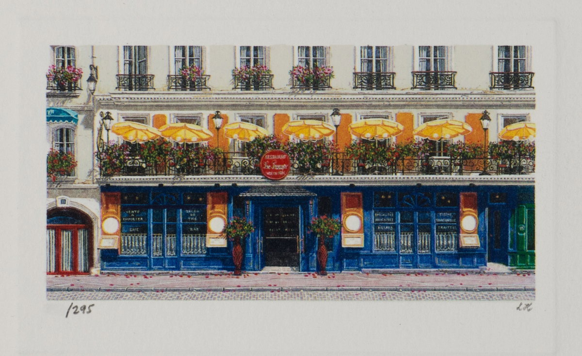 The Yellow Umbrellas, 2006 by Liudmila Kondakova — hand-signed lithograph