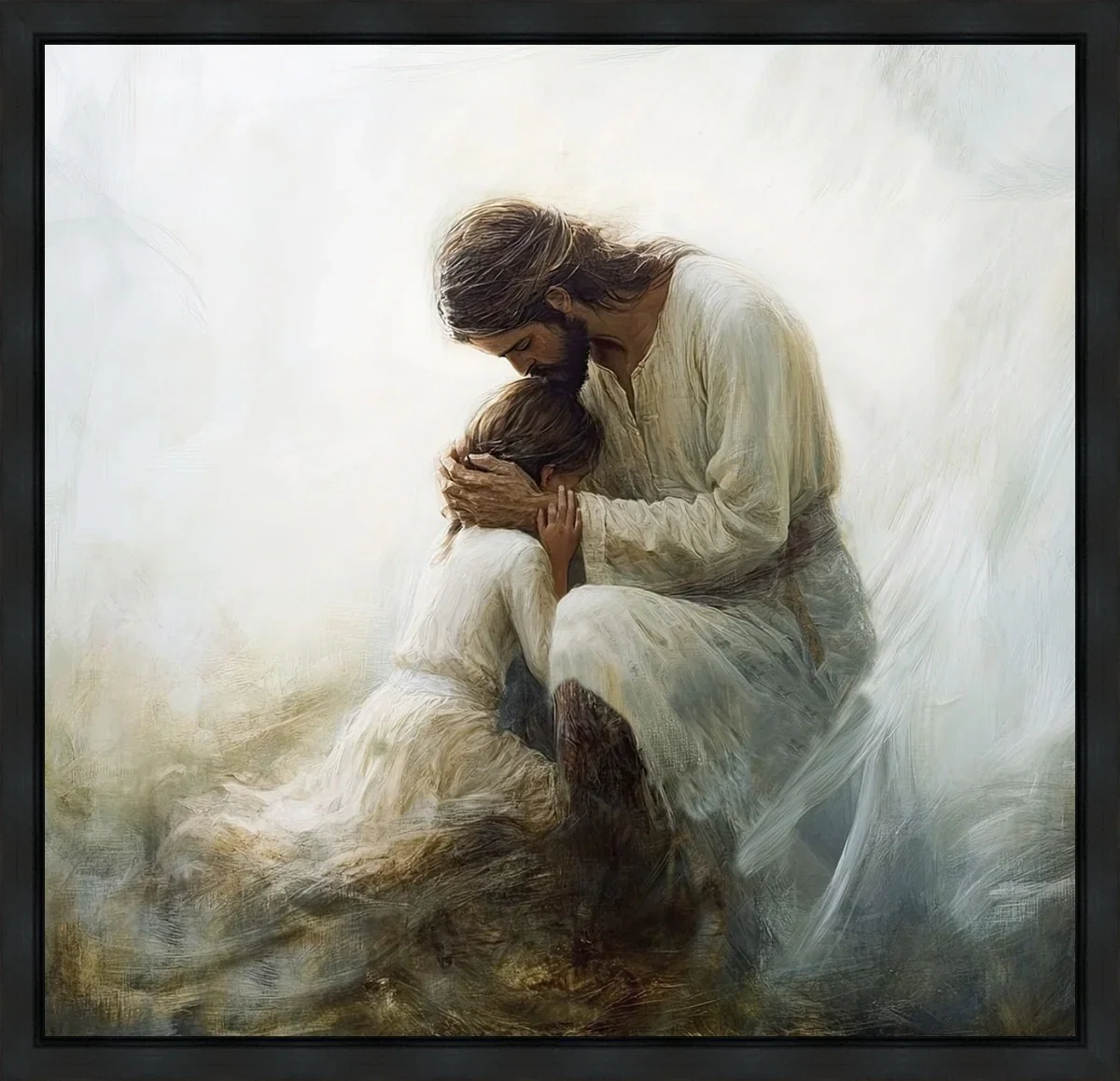 Hold Me Black Float Frame by Manzi — Gallery Wrapped Giclee On Canvas