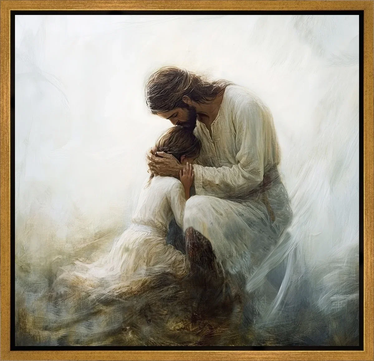 Hold Me Gold Float Frame by Manzi — Gallery Wrapped Giclee On Canvas
