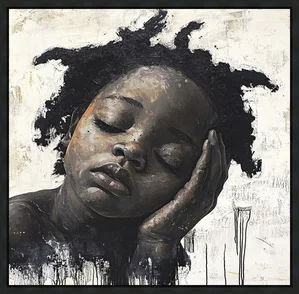 Manzi - Waiting Black Wood Float Frame