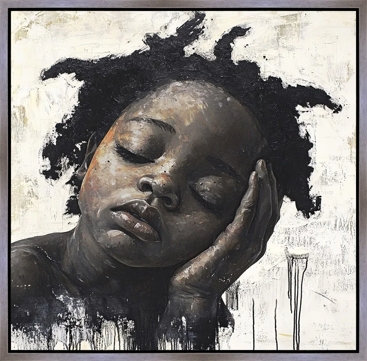 Waiting Silver Wood Float Frame by Manzi — Gallery Wrapped Giclee On Canvas