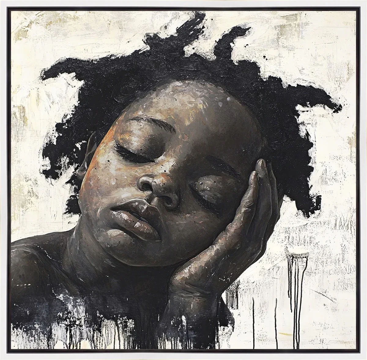 Waiting White Wood Float Frame by Manzi — Gallery Wrapped Giclee On Canvas