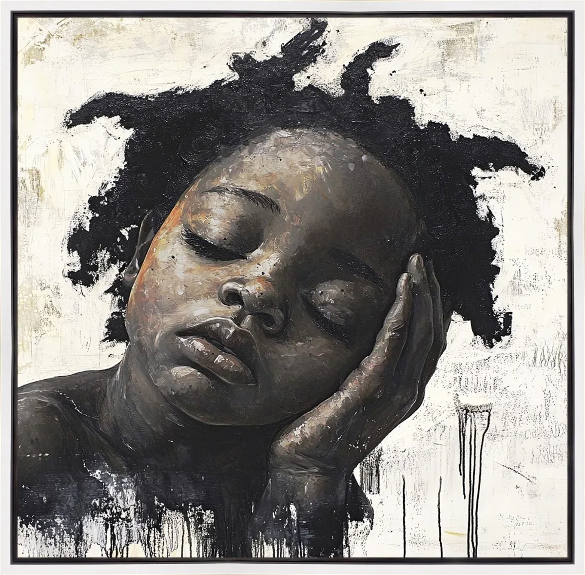 Waiting White Wood Float Frame by Manzi — Gallery Wrapped Giclee On Canvas
